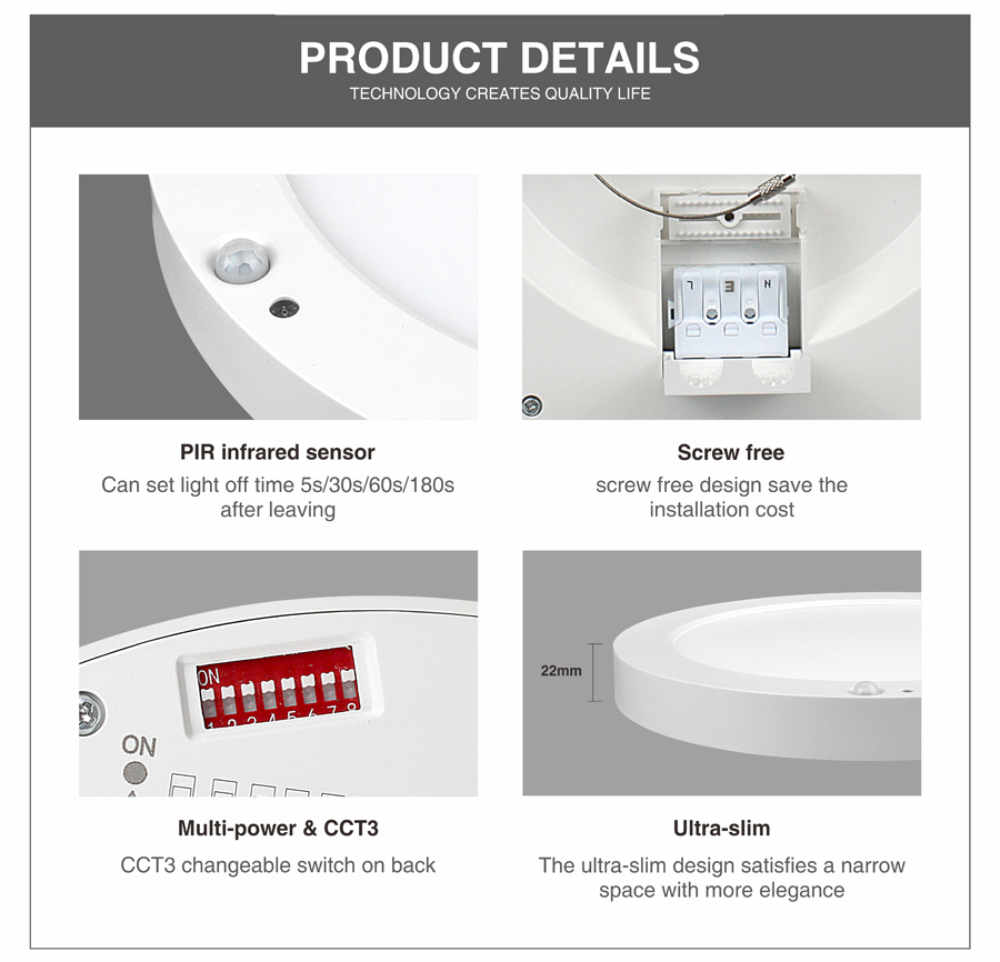 LED Downlight With Sensor- RS-RD-0625PIR-MW